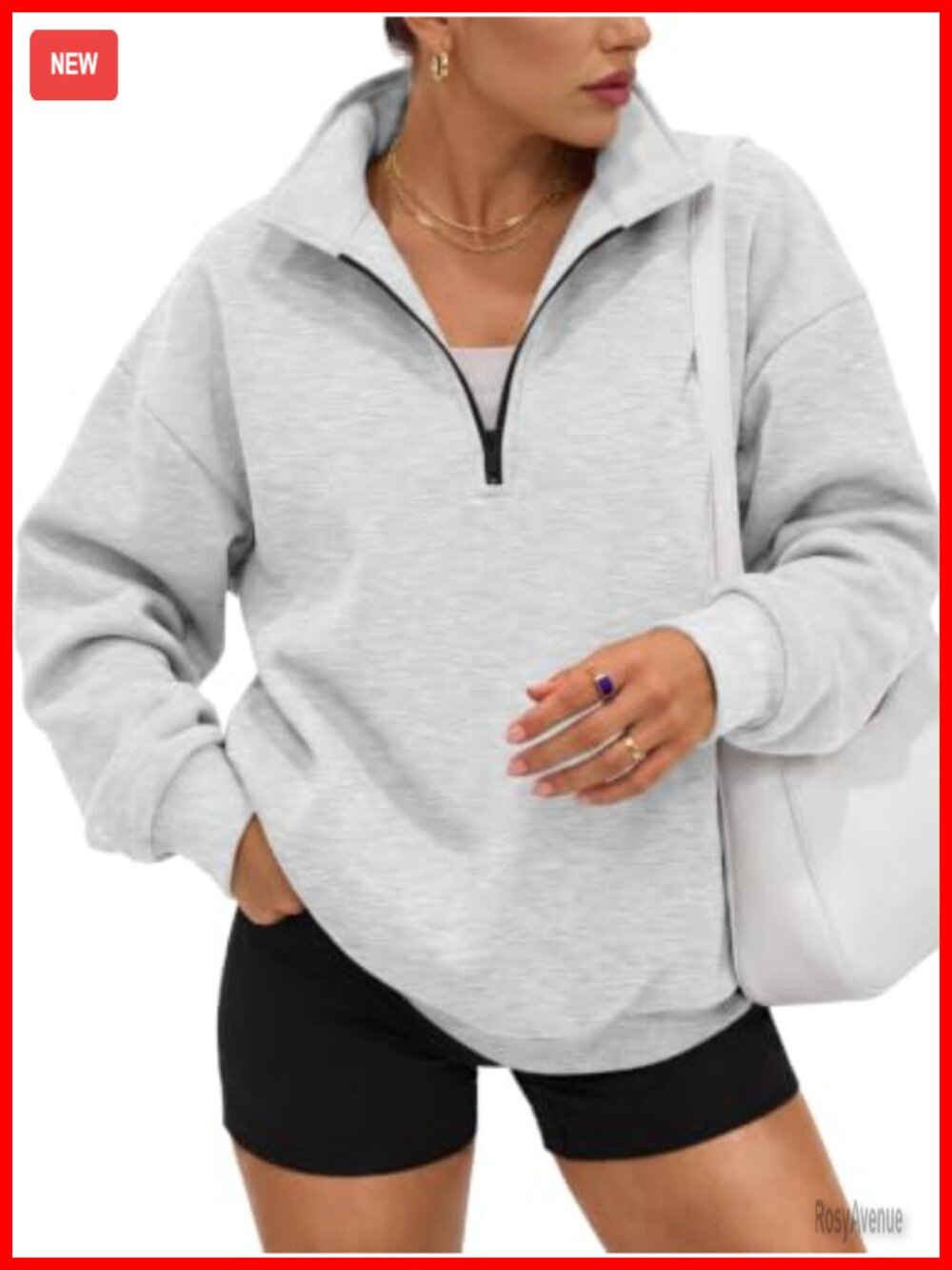Oversized Half Zip Fleece Sweatshirt Mock Neck Pullover Women's